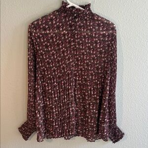 CAbi Pink and Black Floral Blouse